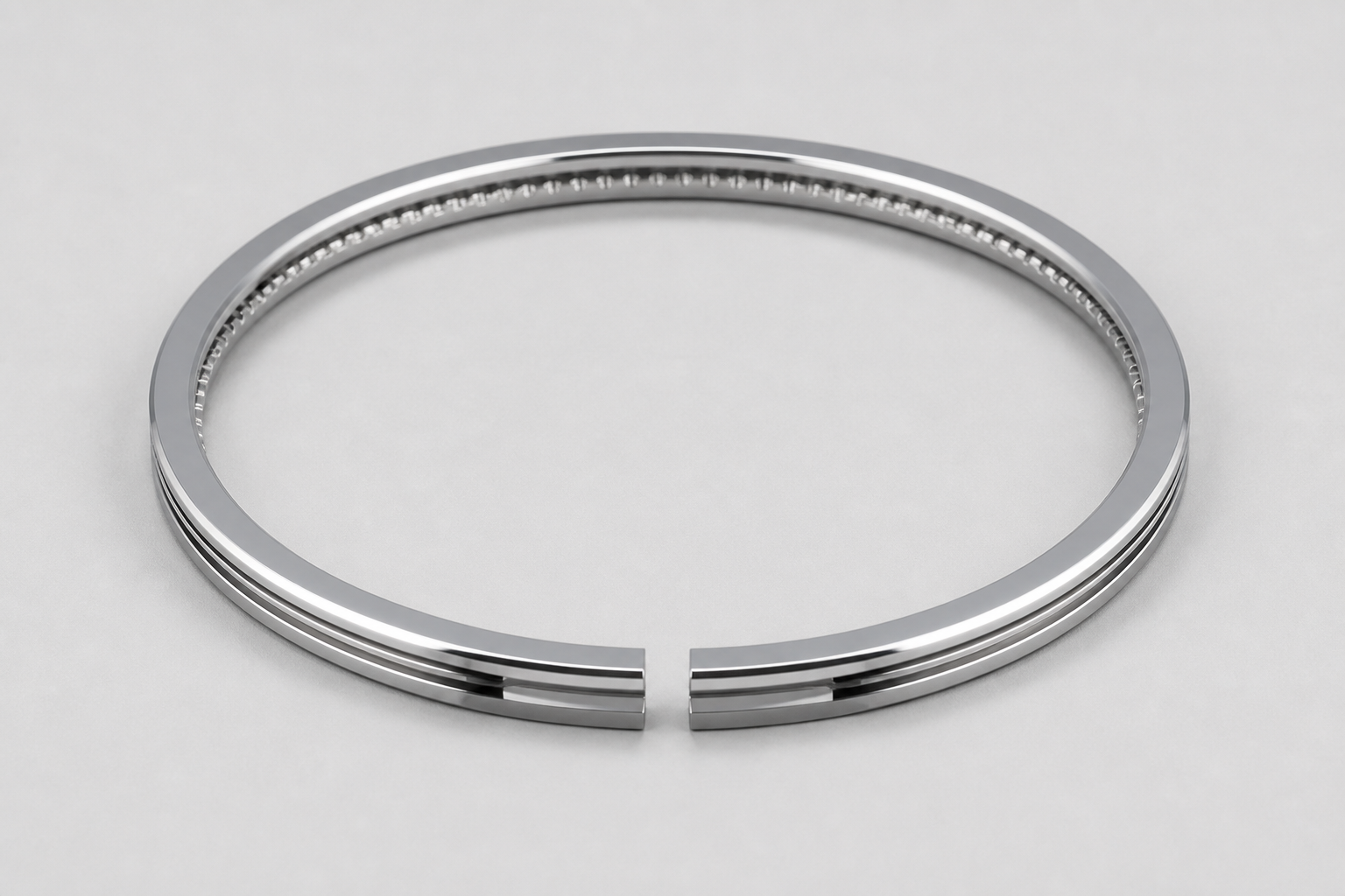 Chrome-plated piston ring, bright silver