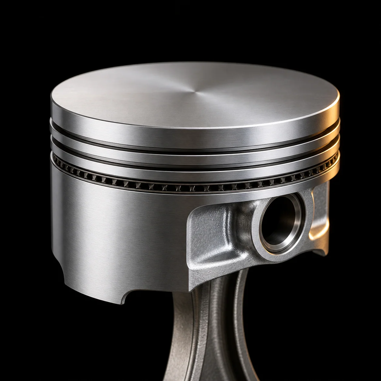 Piston and three piston rings: the mounting positions of two compression rings and one oil control ring