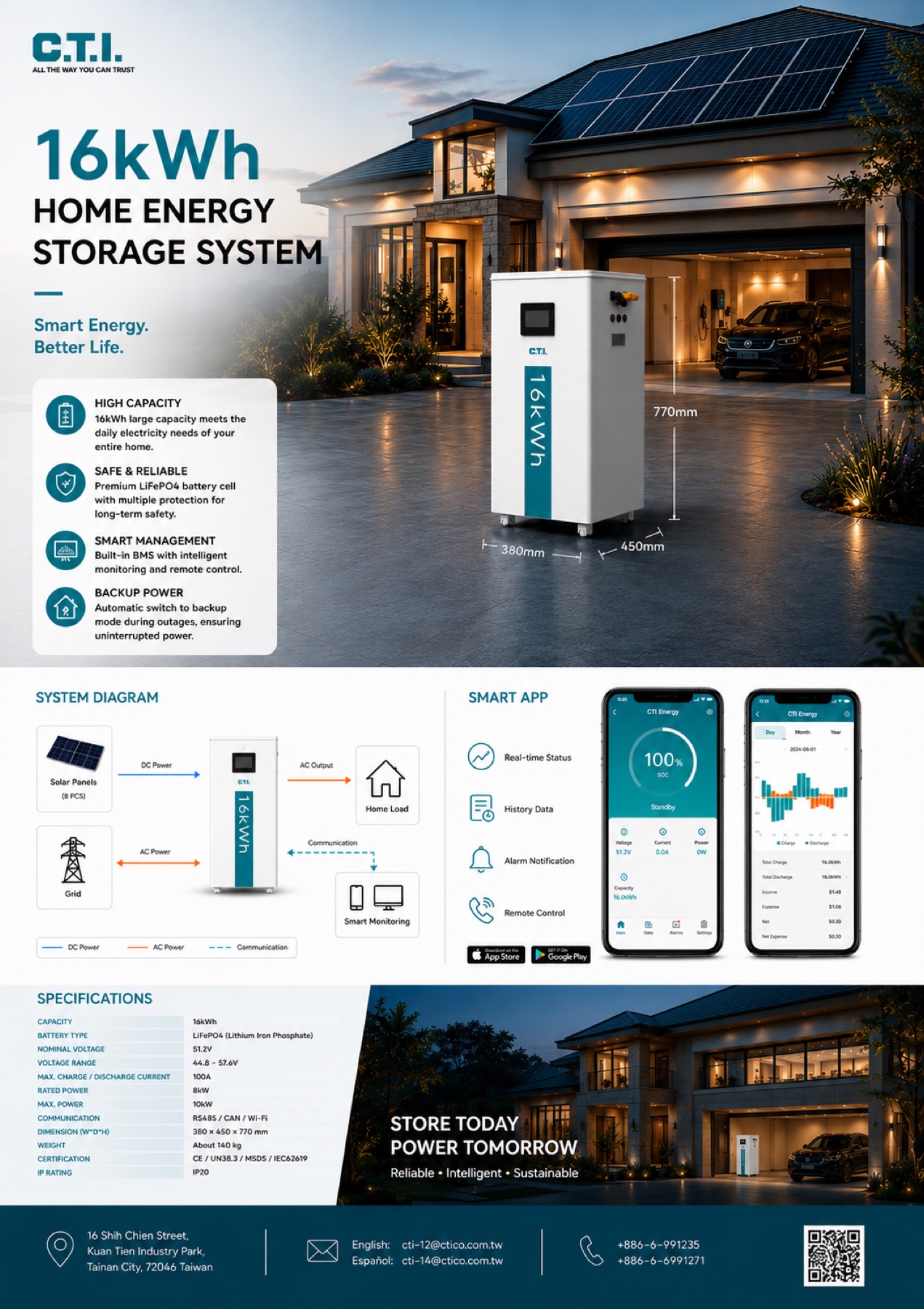 16kWh Home Energy Storage System