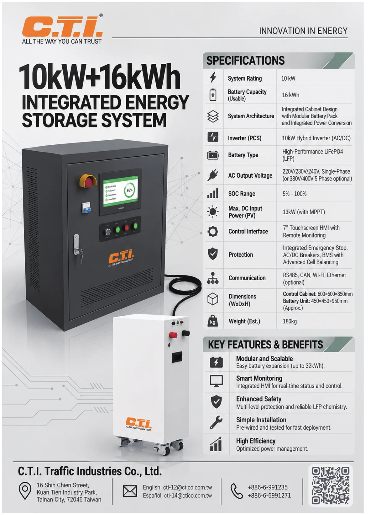 Integrated Energy Storage System 10kW + 16kWh