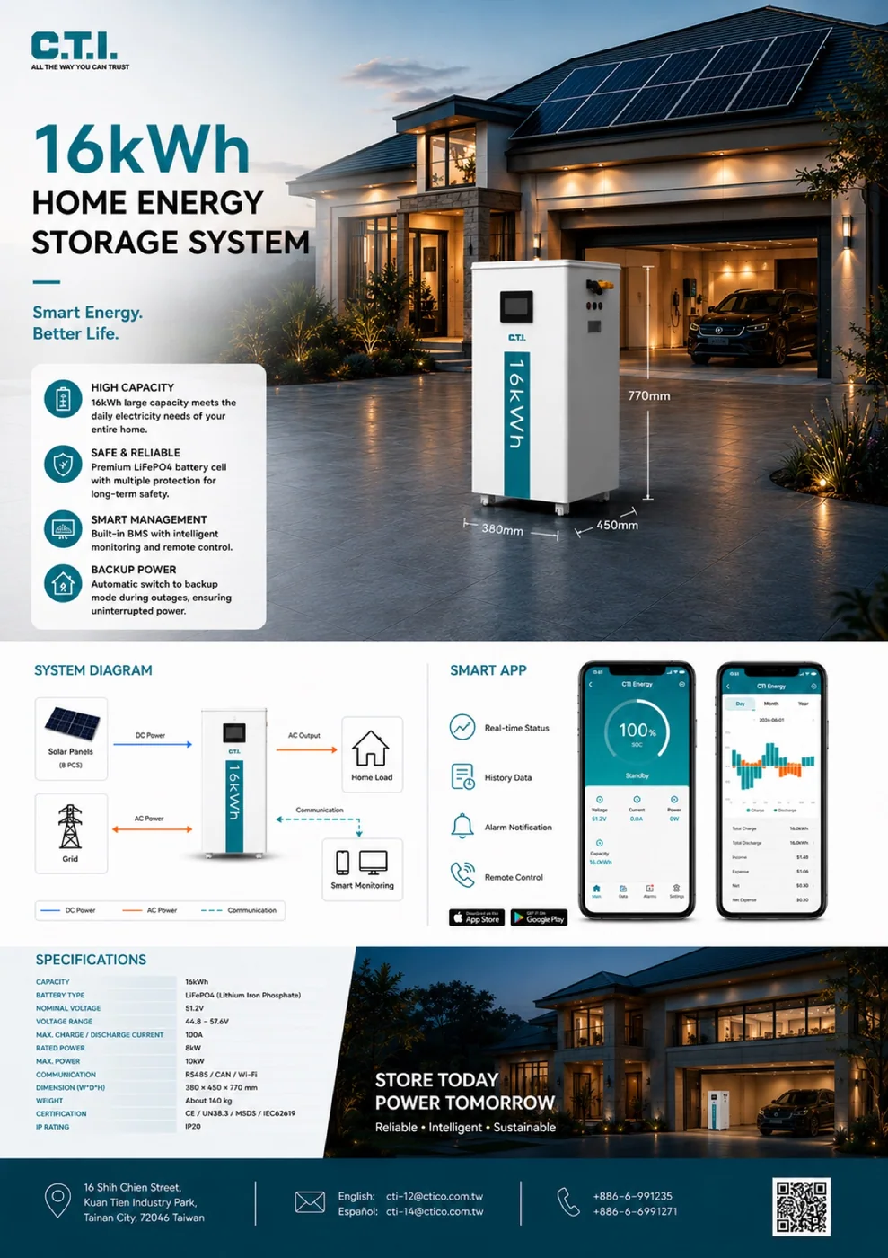 16kWh Home Energy Storage System